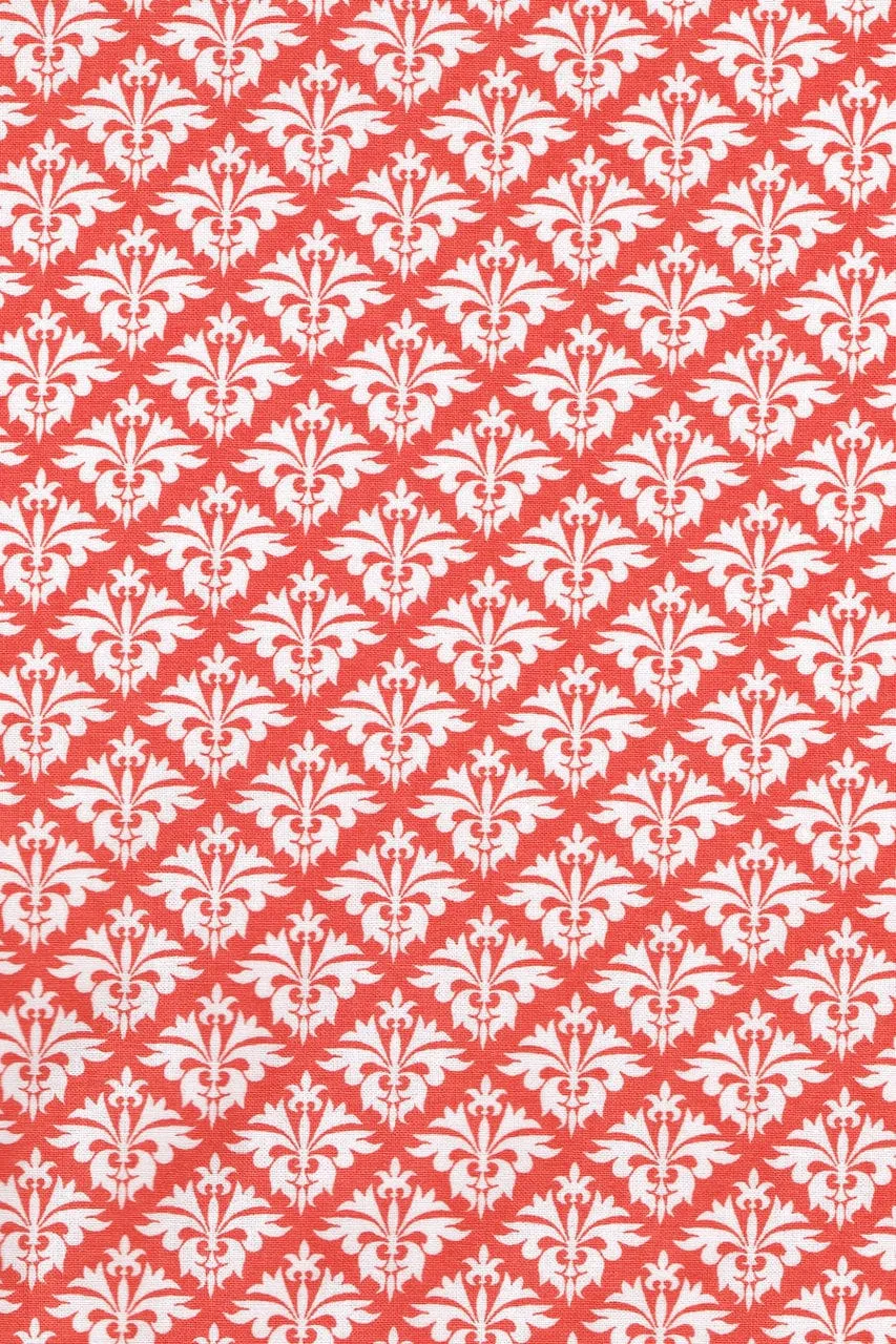 petite fleur-de-lis grenadine orange printed cloth table runners