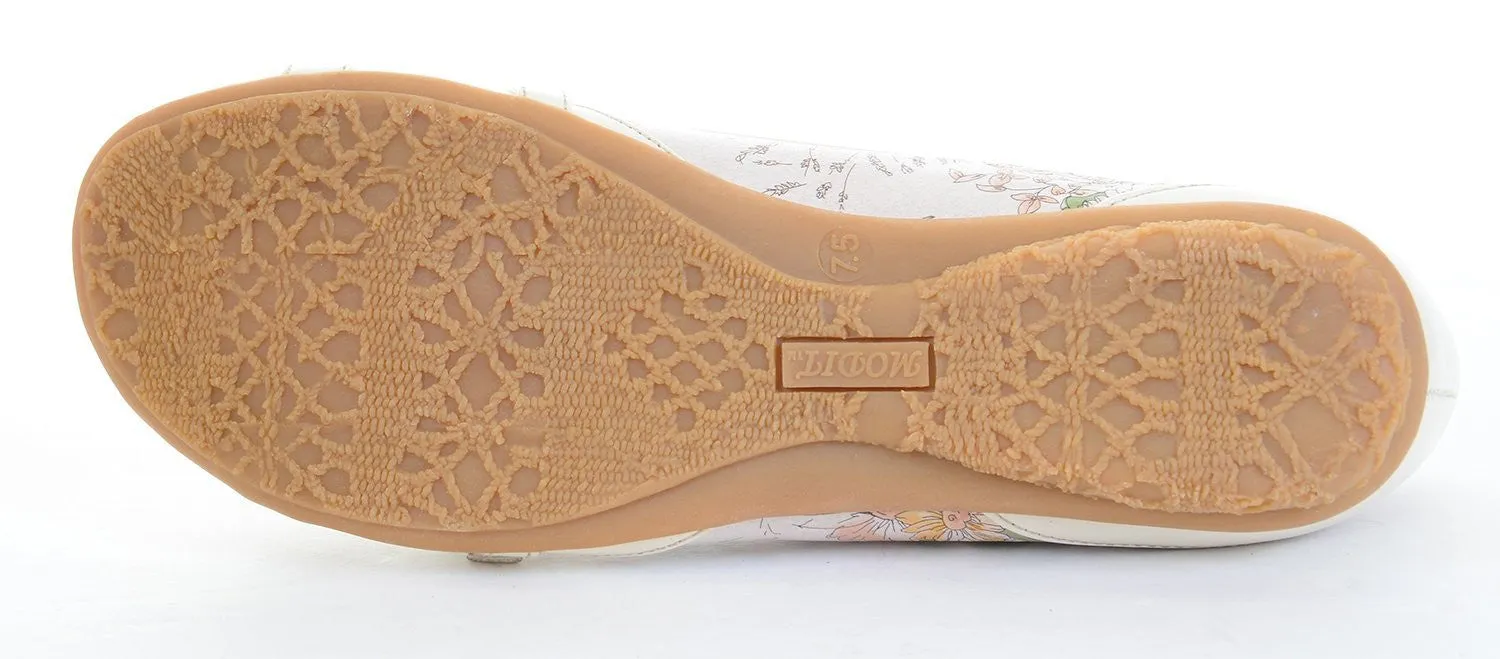 Pink Orange Floral Ballet Slip on Leather Corset Womens Flat Shoes