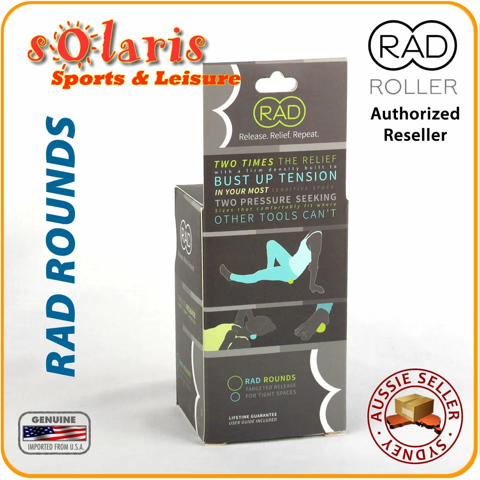 RAD Rounds Targeted Muscle Release Tools Trigger Point Mobilize 2x Massage Balls