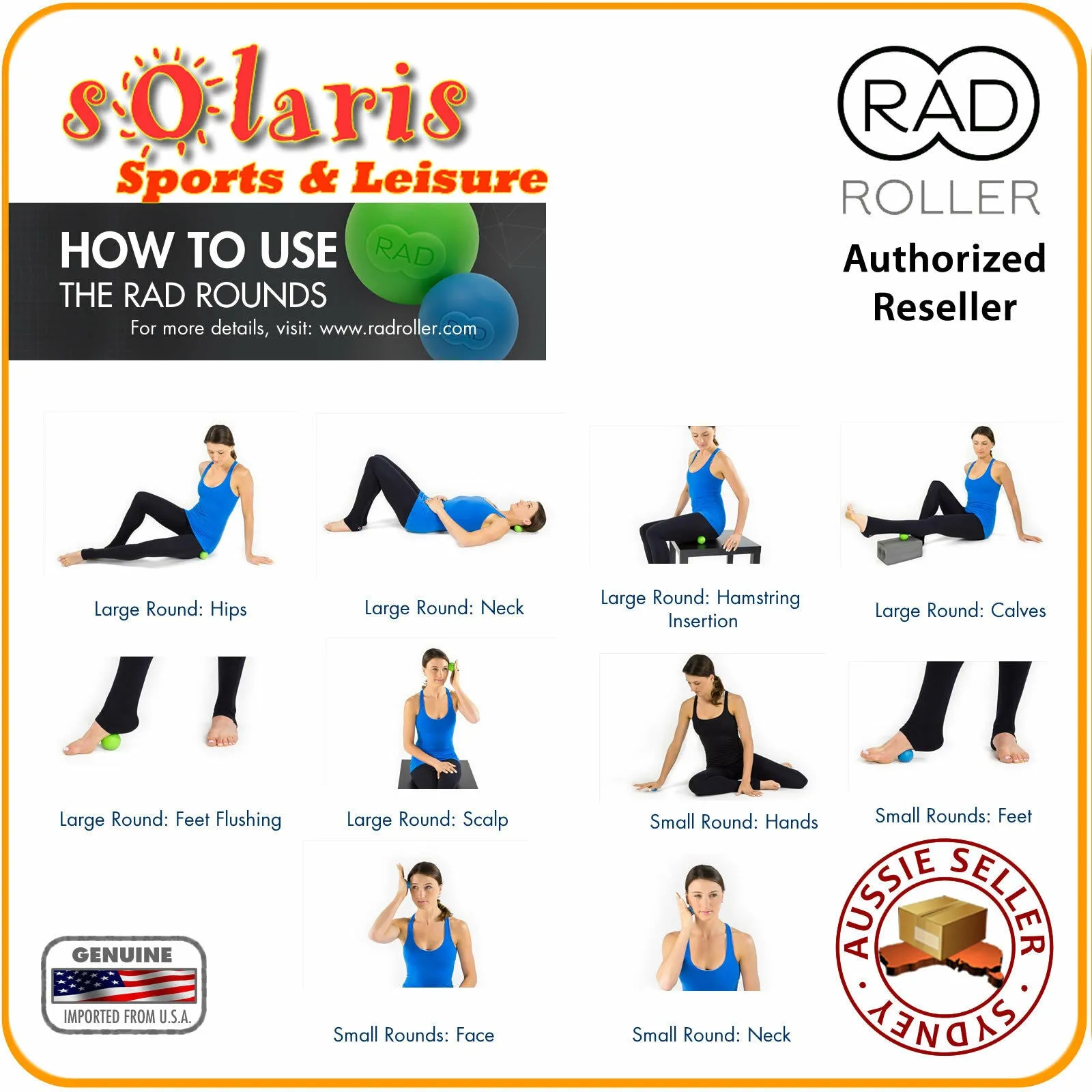 RAD Rounds Targeted Muscle Release Tools Trigger Point Mobilize 2x Massage Balls