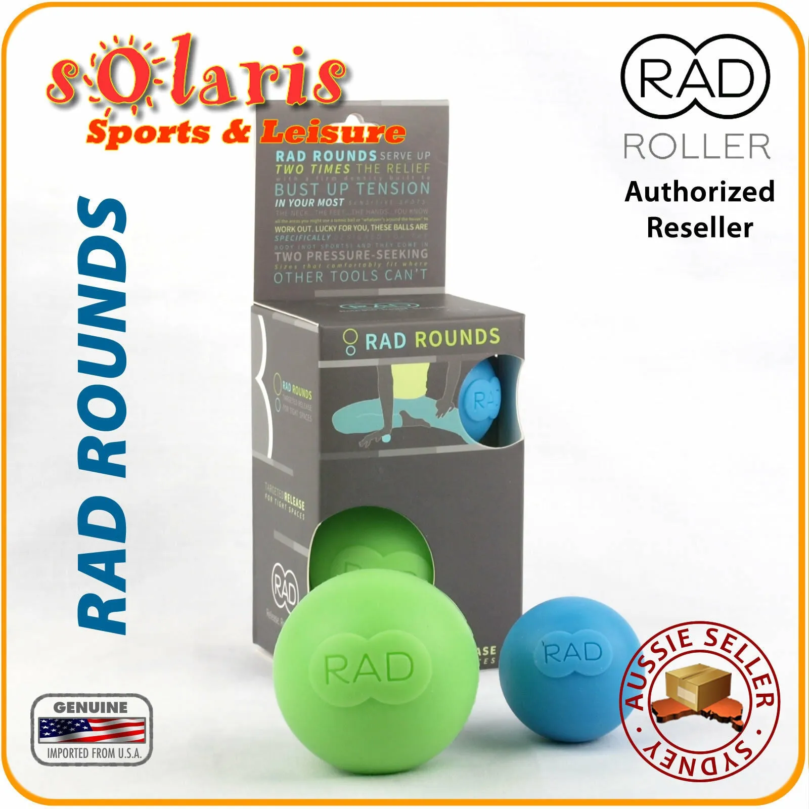 RAD Rounds Targeted Muscle Release Tools Trigger Point Mobilize 2x Massage Balls