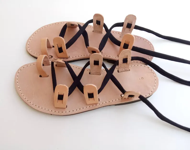 Ring toe lace up gladiator sandals
