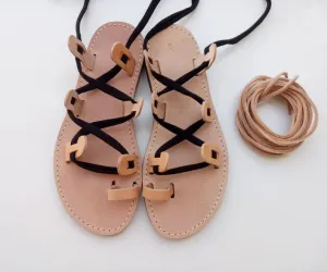 Ring toe lace up gladiator sandals