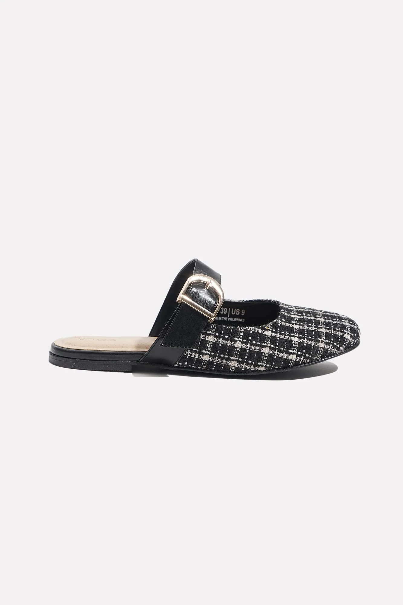Round Tweed Toe Maryjanes