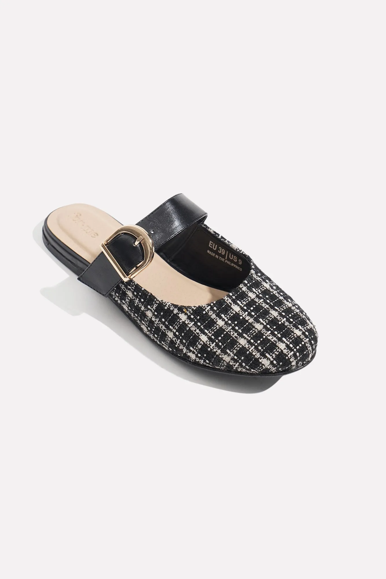 Round Tweed Toe Maryjanes