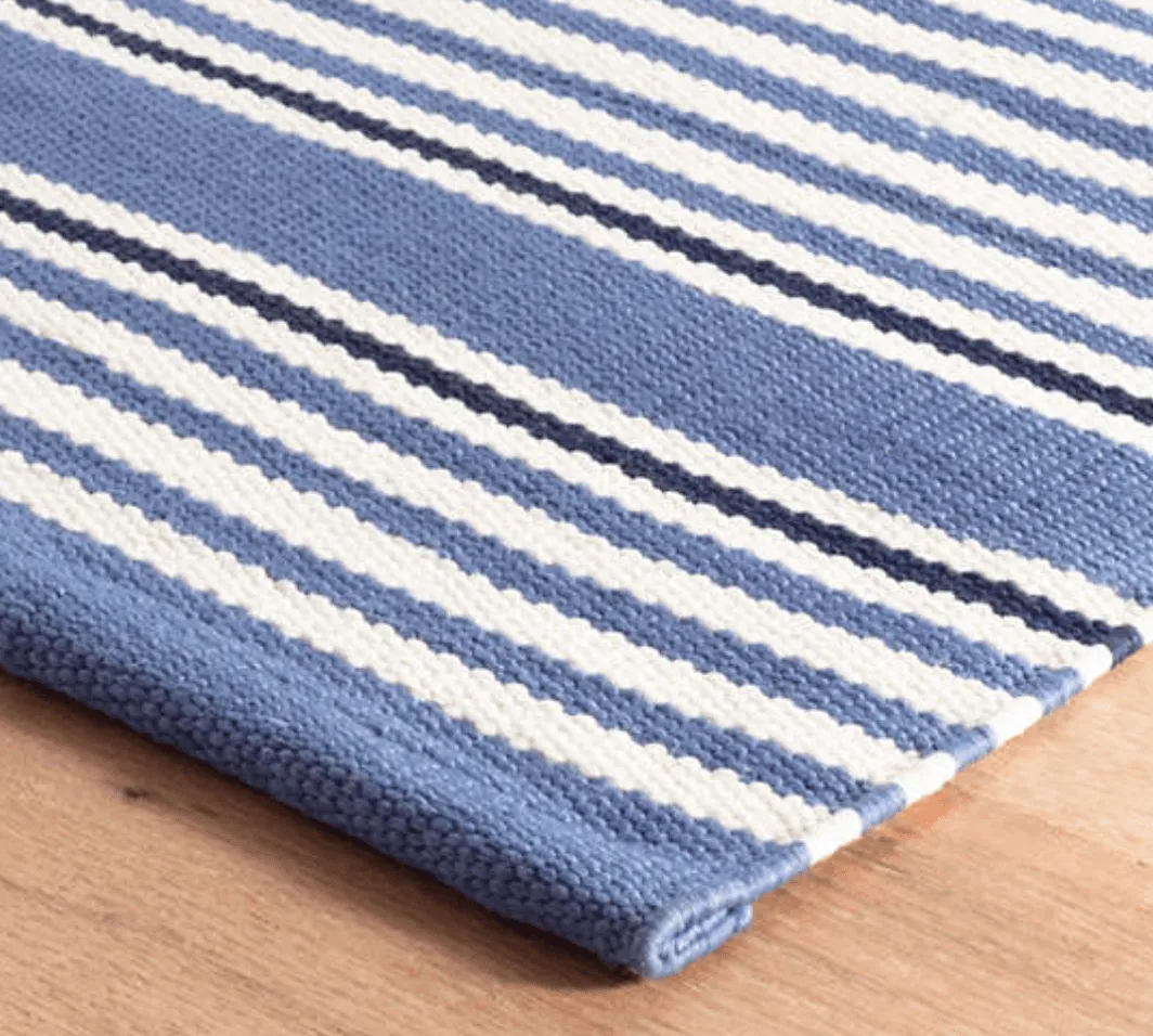 Rugby Stripe Indoor/Outdoor Rug - Denim Blue