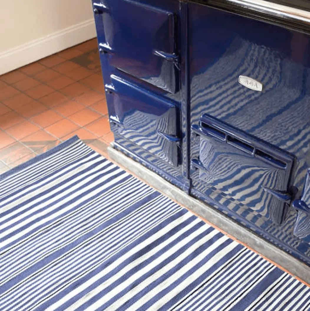 Rugby Stripe Indoor/Outdoor Rug - Denim Blue