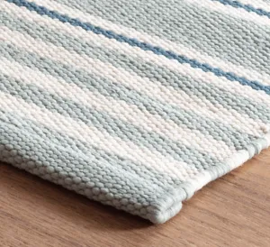 Rugby Stripe Indoor/Outdoor Rug - Light Blue