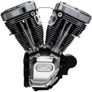 S&S Cycle 310-0400A T124 High Compression Long Block Engine - Wrinkle Black