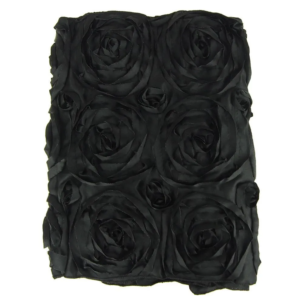 Satin Rosette Table Runner with Serged Edge, 14-Inch x 108-Inch