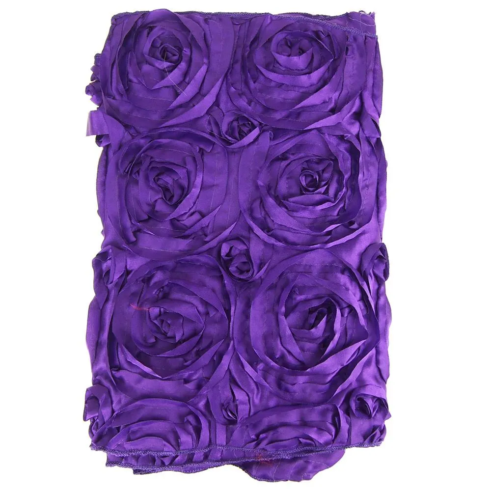 Satin Rosette Table Runner with Serged Edge, 14-Inch x 108-Inch