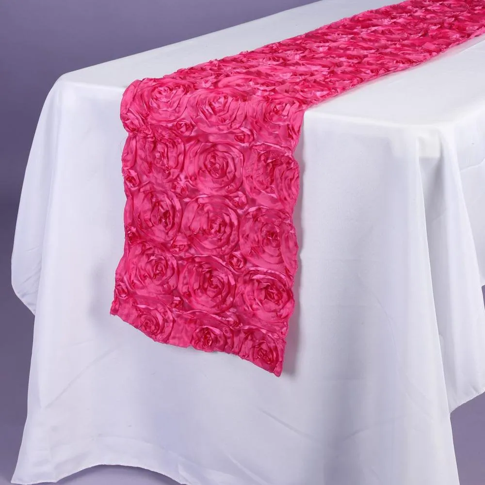 Satin Rosette Table Runner with Serged Edge, 14-Inch x 108-Inch