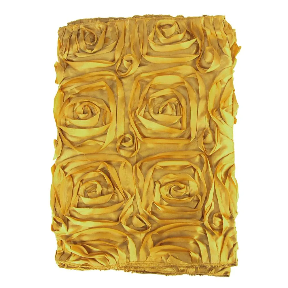 Satin Rosette Table Runner with Serged Edge, 14-Inch x 108-Inch