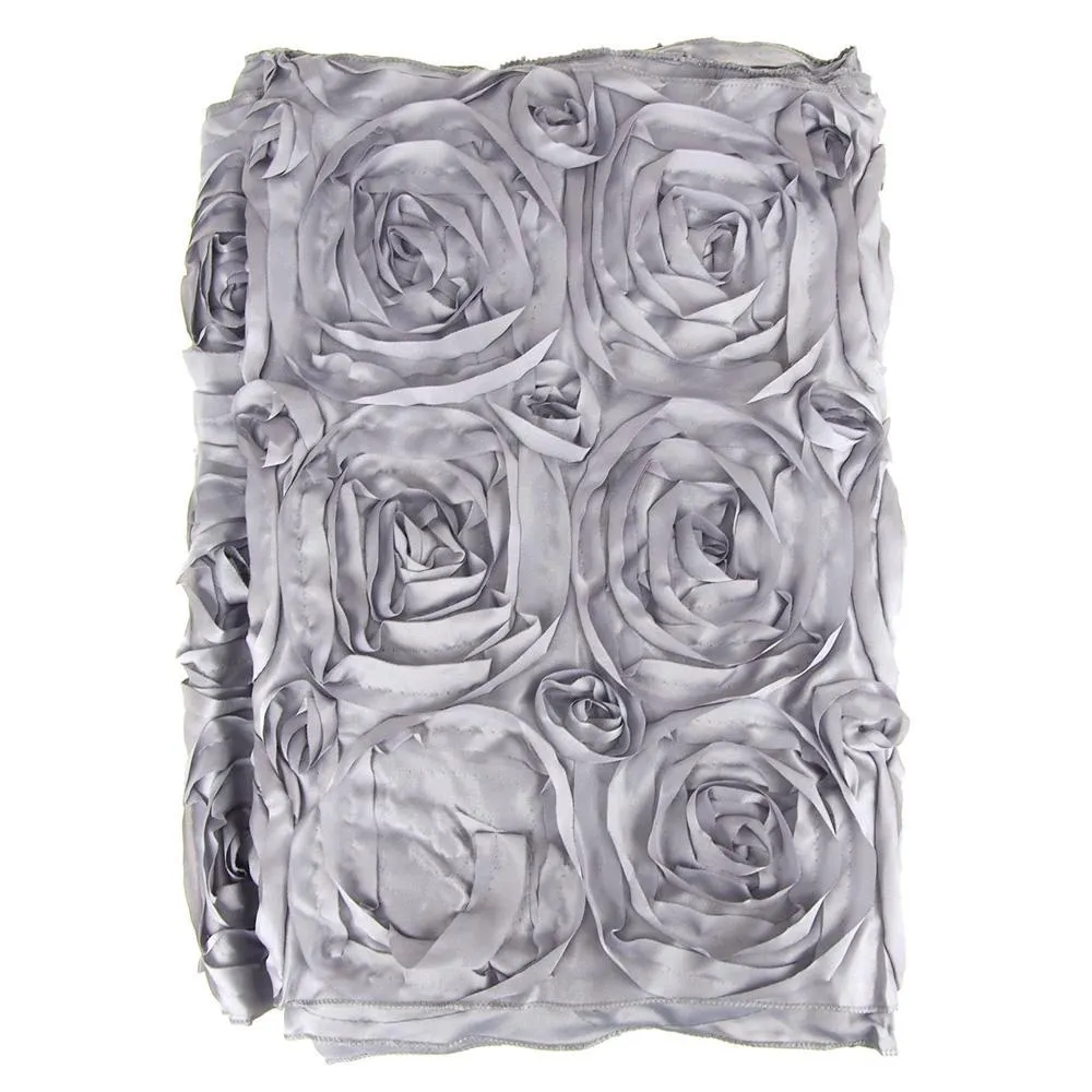 Satin Rosette Table Runner with Serged Edge, 14-Inch x 108-Inch