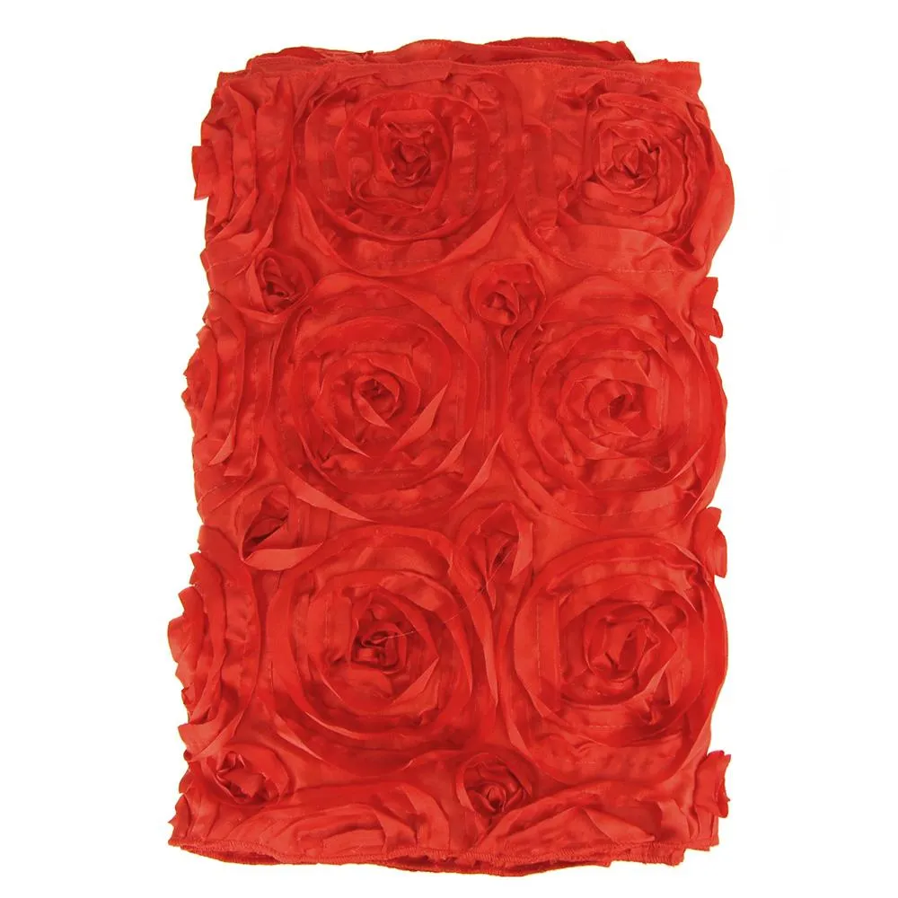Satin Rosette Table Runner with Serged Edge, 14-Inch x 108-Inch