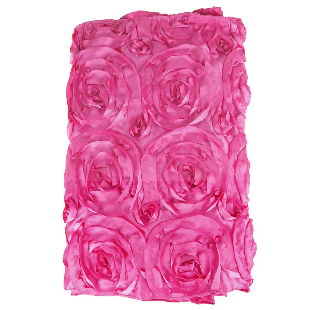 Satin Rosette Table Runner with Serged Edge, 14-Inch x 108-Inch