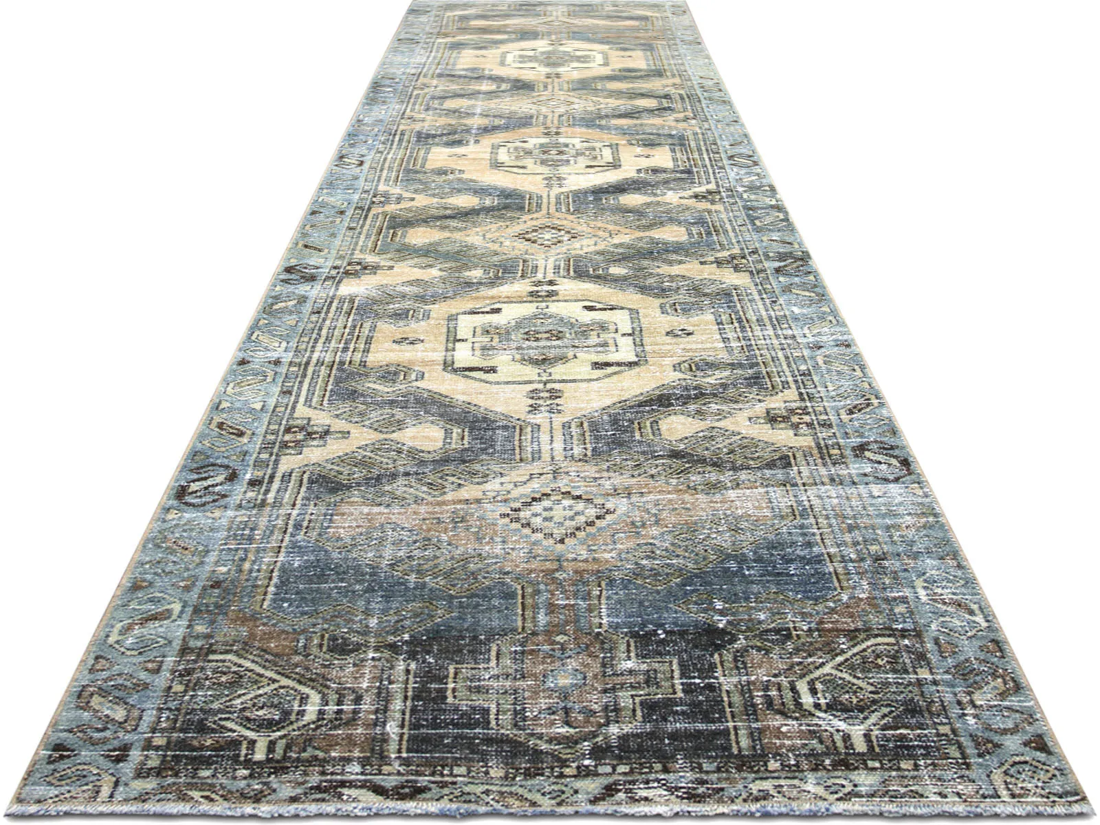 Semi Antique Persian Melayer Runner - 3'1" x 12'11"