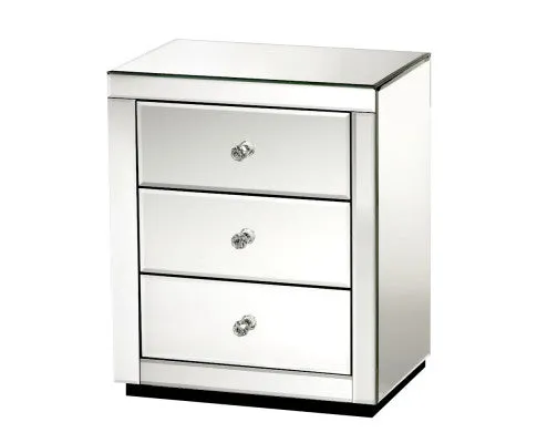 Set of 2 Bedside Tables Drawers Mirrored Side End Table Cabinet Nightstand