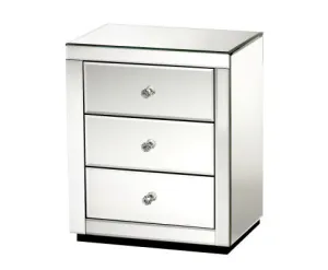 Set of 2 Bedside Tables Drawers Mirrored Side End Table Cabinet Nightstand