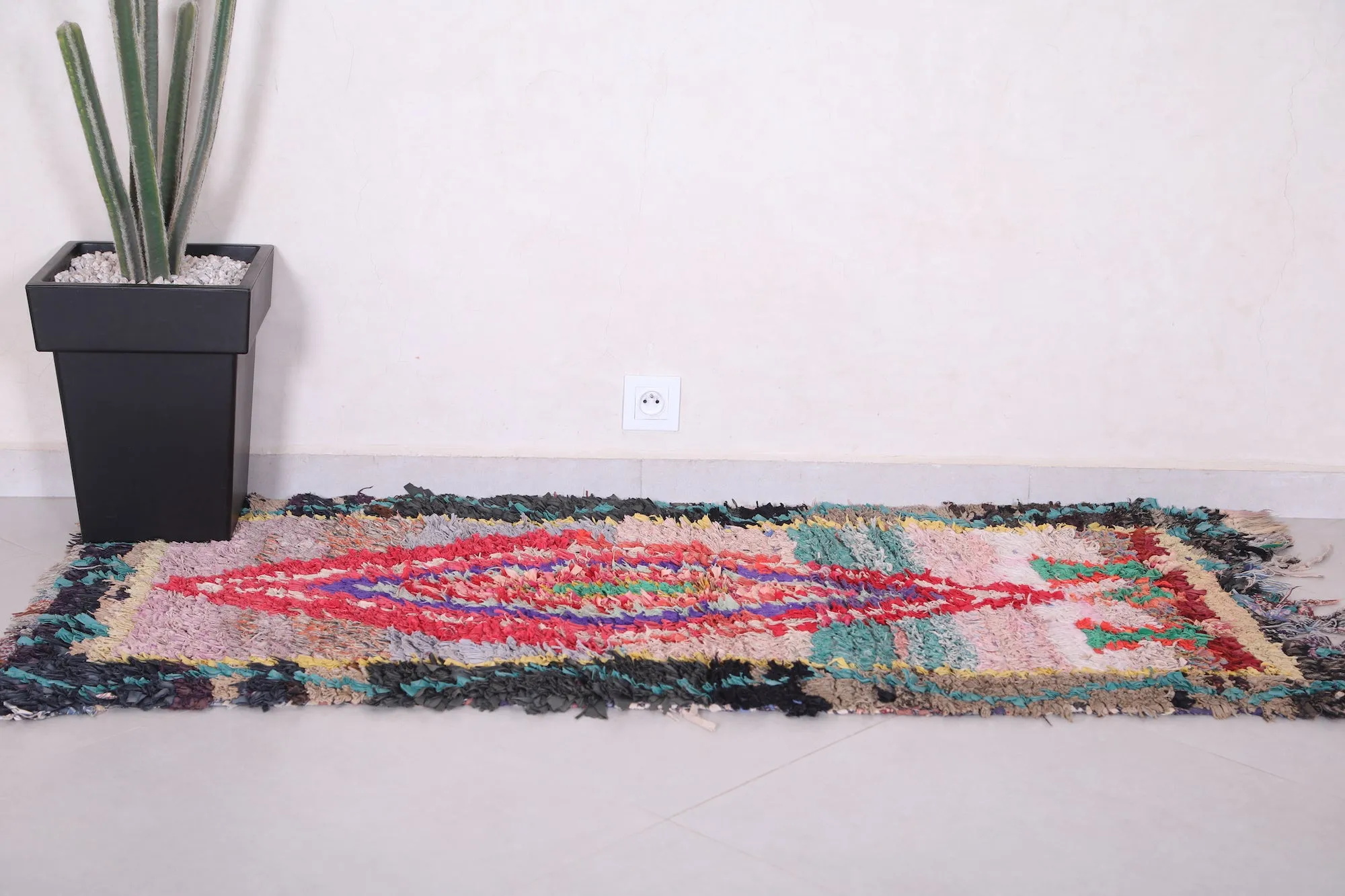 Shaggy Colorful Moroccan Rug 2.5 X 5.4 Feet