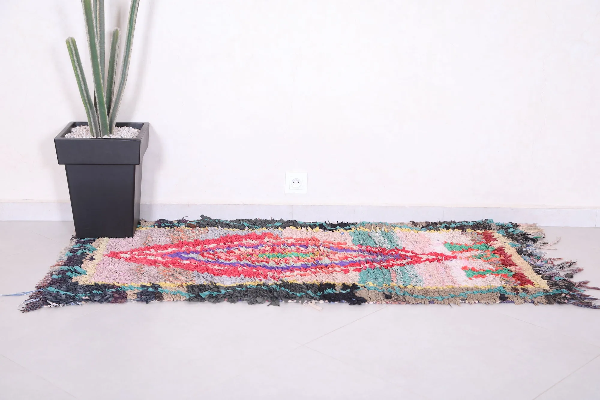 Shaggy Colorful Moroccan Rug 2.5 X 5.4 Feet