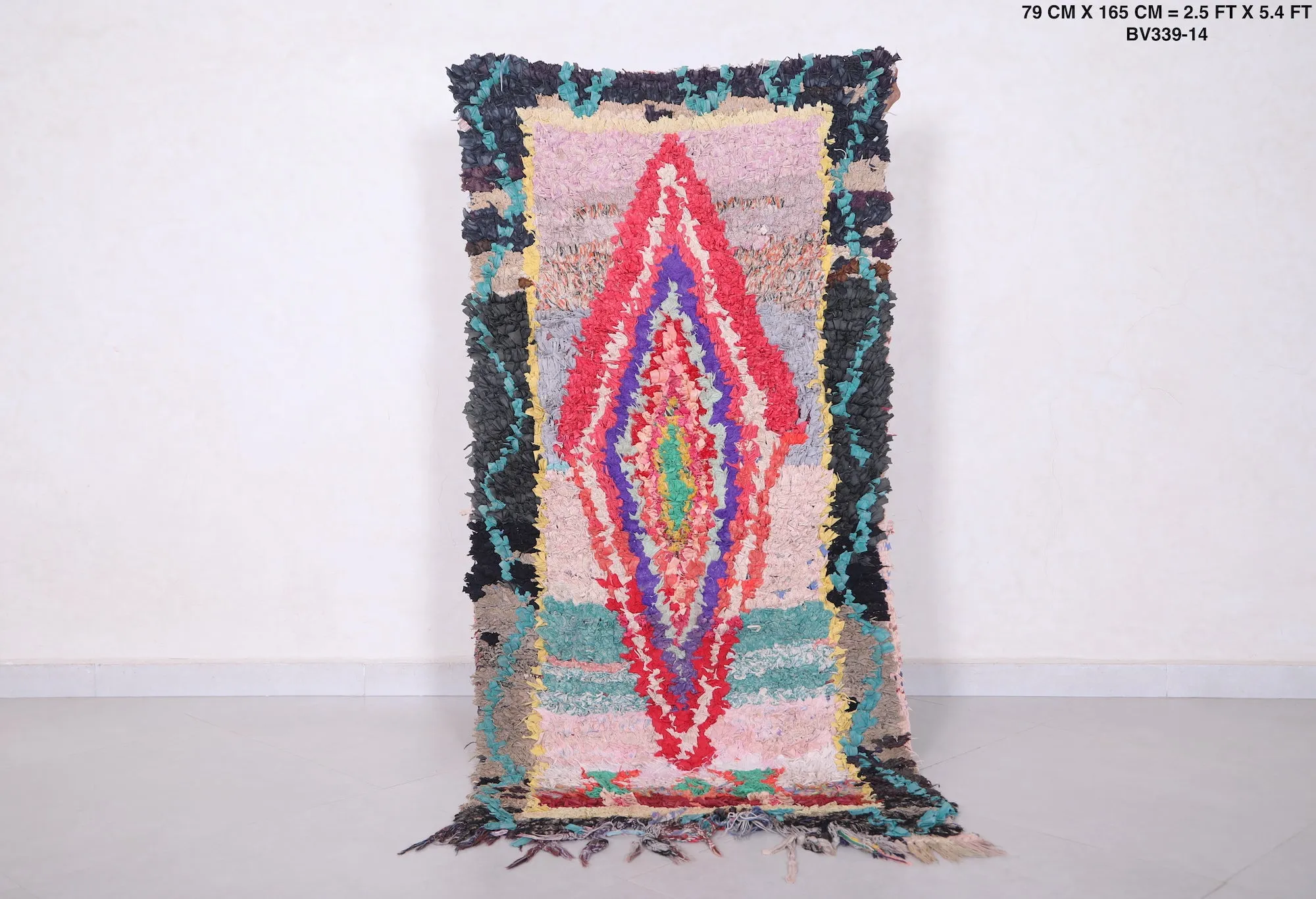 Shaggy Colorful Moroccan Rug 2.5 X 5.4 Feet