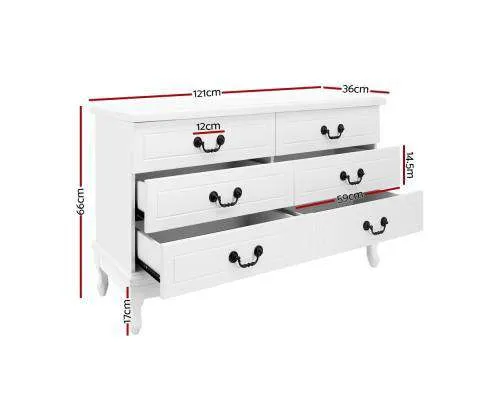 Six Chest of Drawers Dresser - White