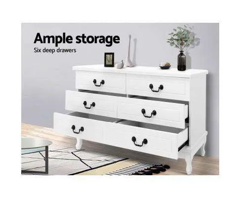 Six Chest of Drawers Dresser - White