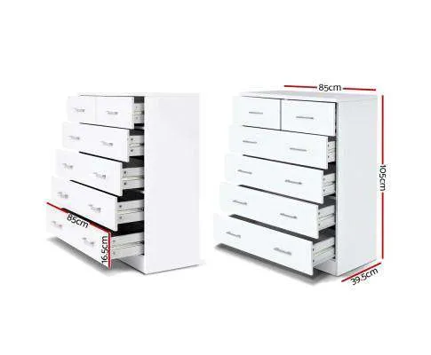 Six Chest of Drawers - White