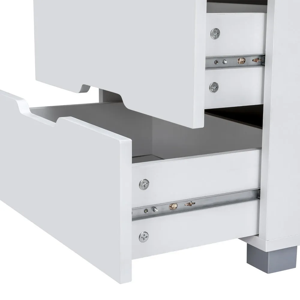 Smart Bedside Table 3 Drawers with Wireless Charging Ports LED White ADAD