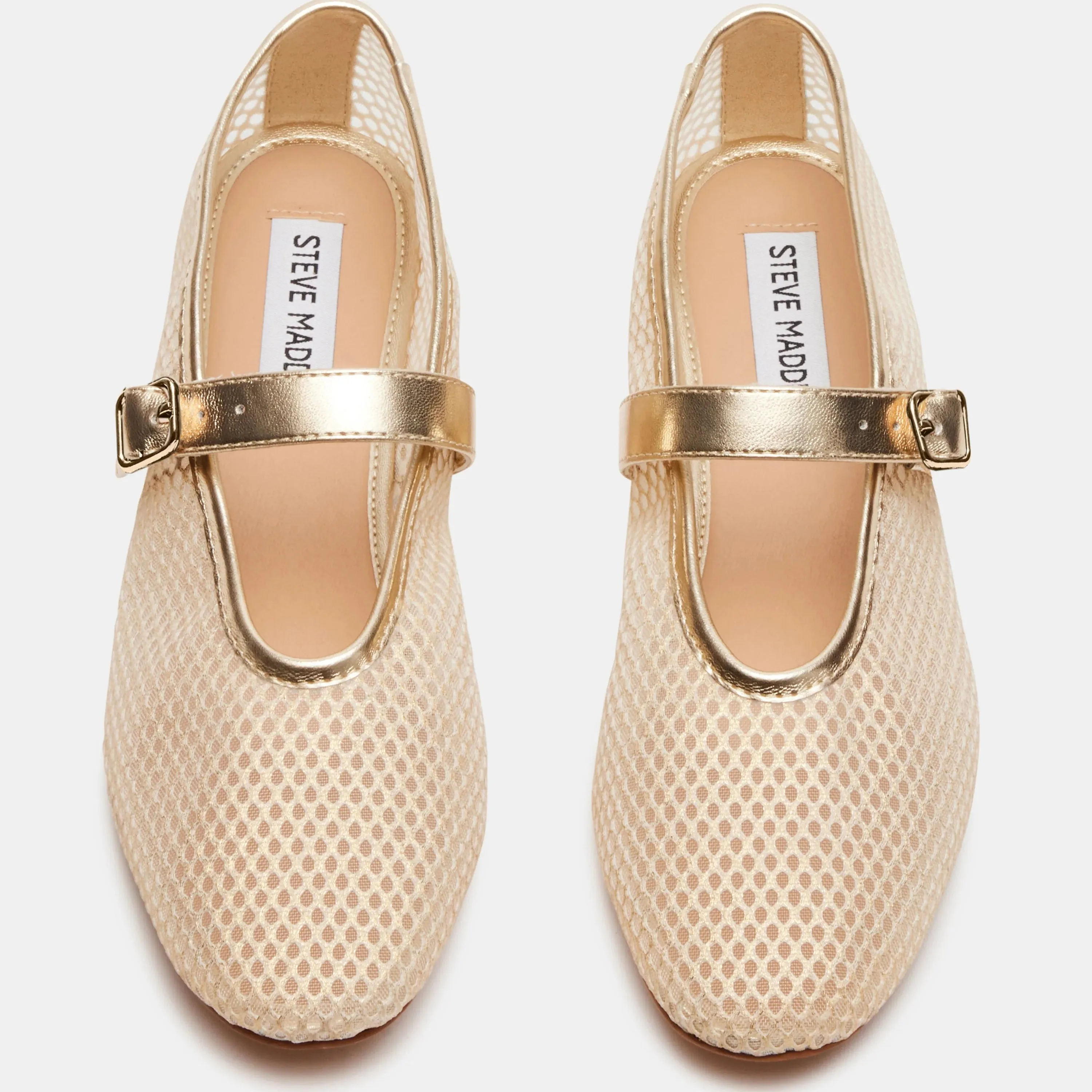 STEVE MADDEN DREAMING FLATS GOLD MESH