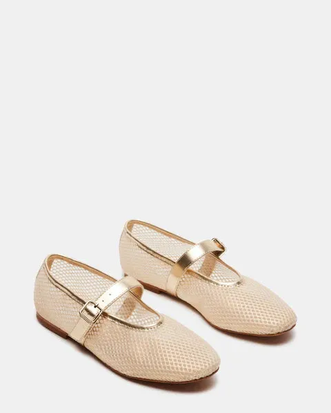 STEVE MADDEN DREAMING FLATS GOLD MESH