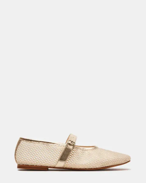 STEVE MADDEN DREAMING FLATS GOLD MESH