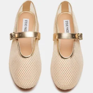 STEVE MADDEN DREAMING FLATS GOLD MESH