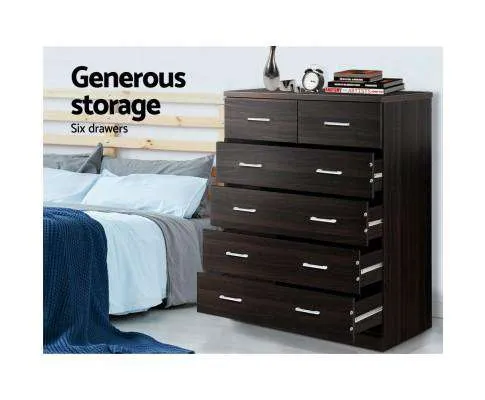 Tallboy 6 Drawers Storage Cabinet - Walnut