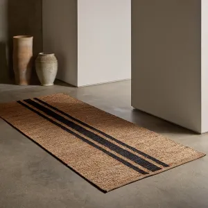 Triple Stripe Jute Runner 3.5Ft X 9Ft - Natural/Charcoal Stripe