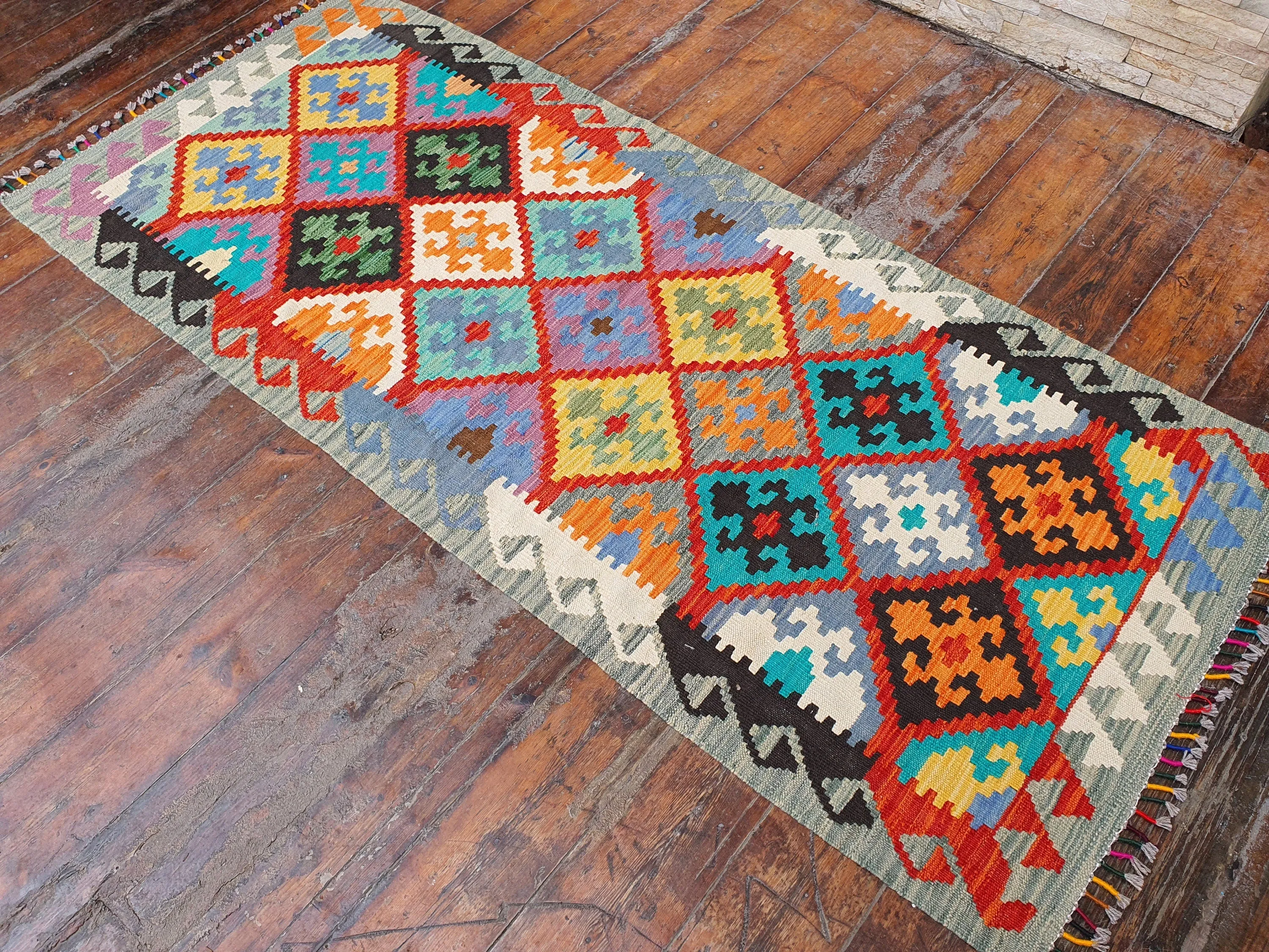 Turkish Kilim Rug, 6 ft 3 in x 2 ft 6 in Small Hallway Runner Rug
