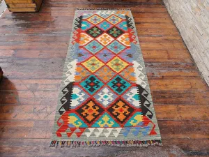 Turkish Kilim Rug, 6 ft 3 in x 2 ft 6 in Small Hallway Runner Rug
