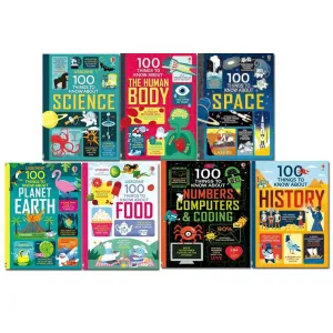 Usborne 100 Things To Know About Collection 7 Books Set Food, History, Science