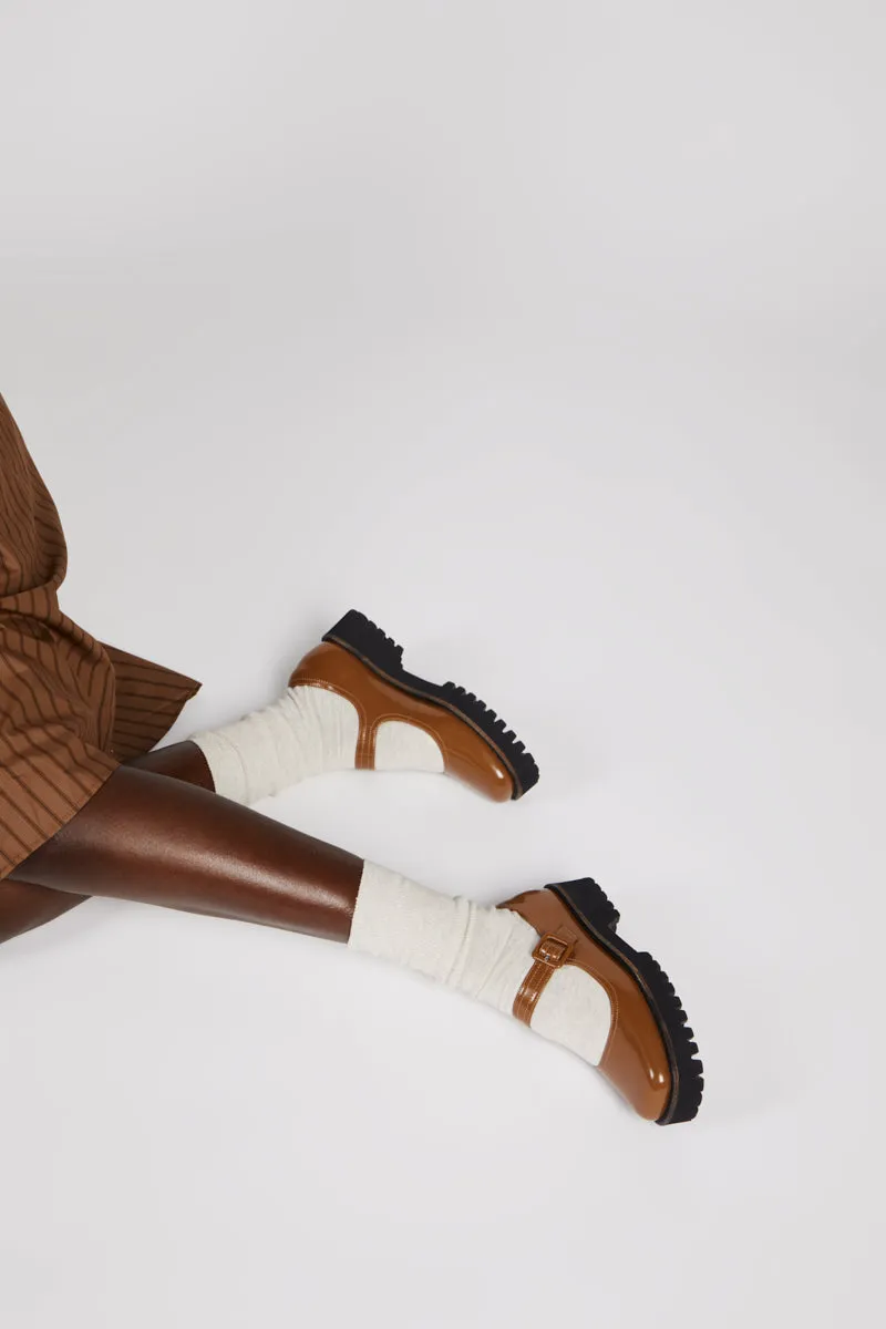 VERONICA BOX LEATHER LUG SOLE MARY JANE
