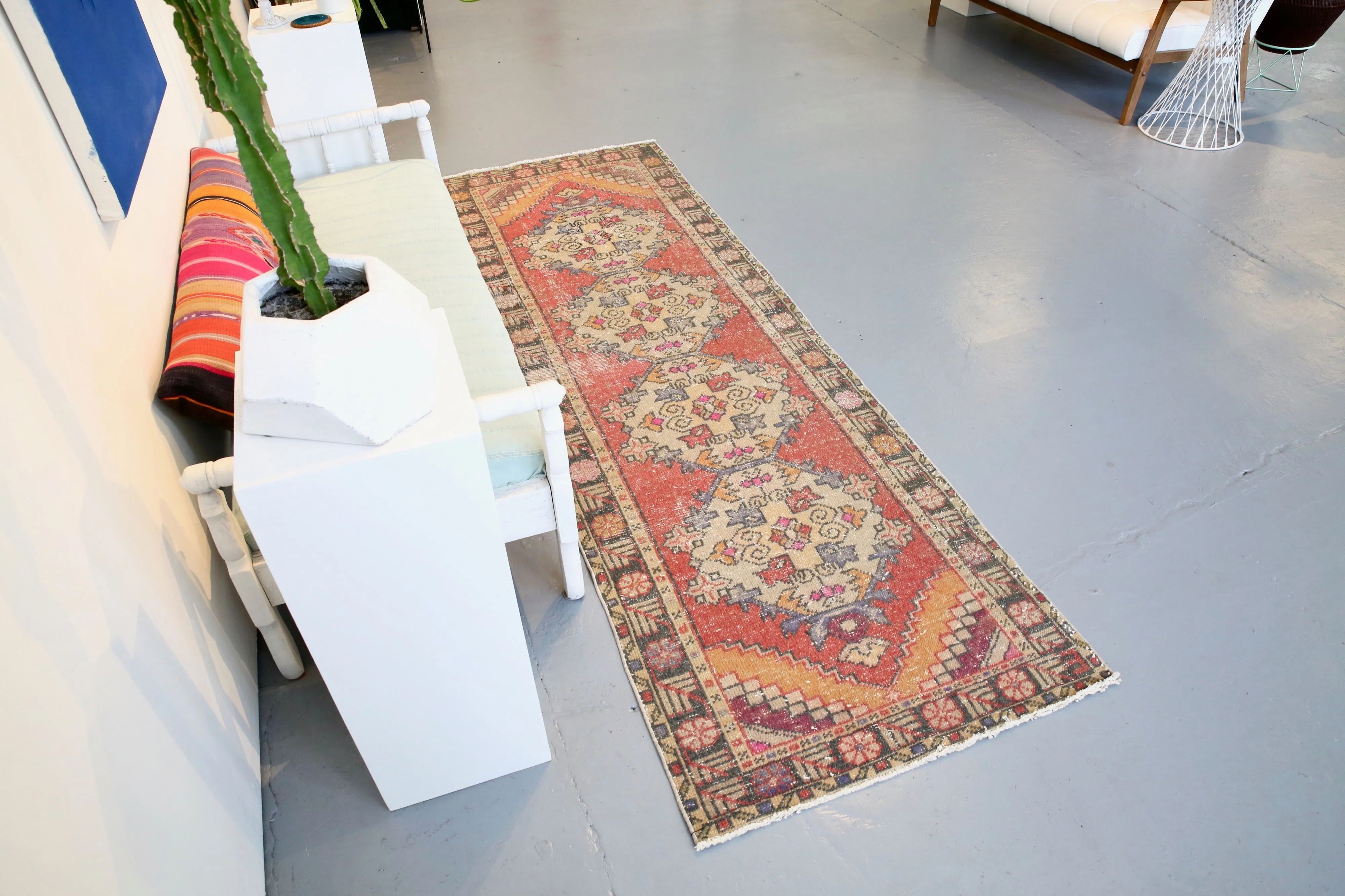 Vintage Anatolian Runner Rug 3ftx9.4ft