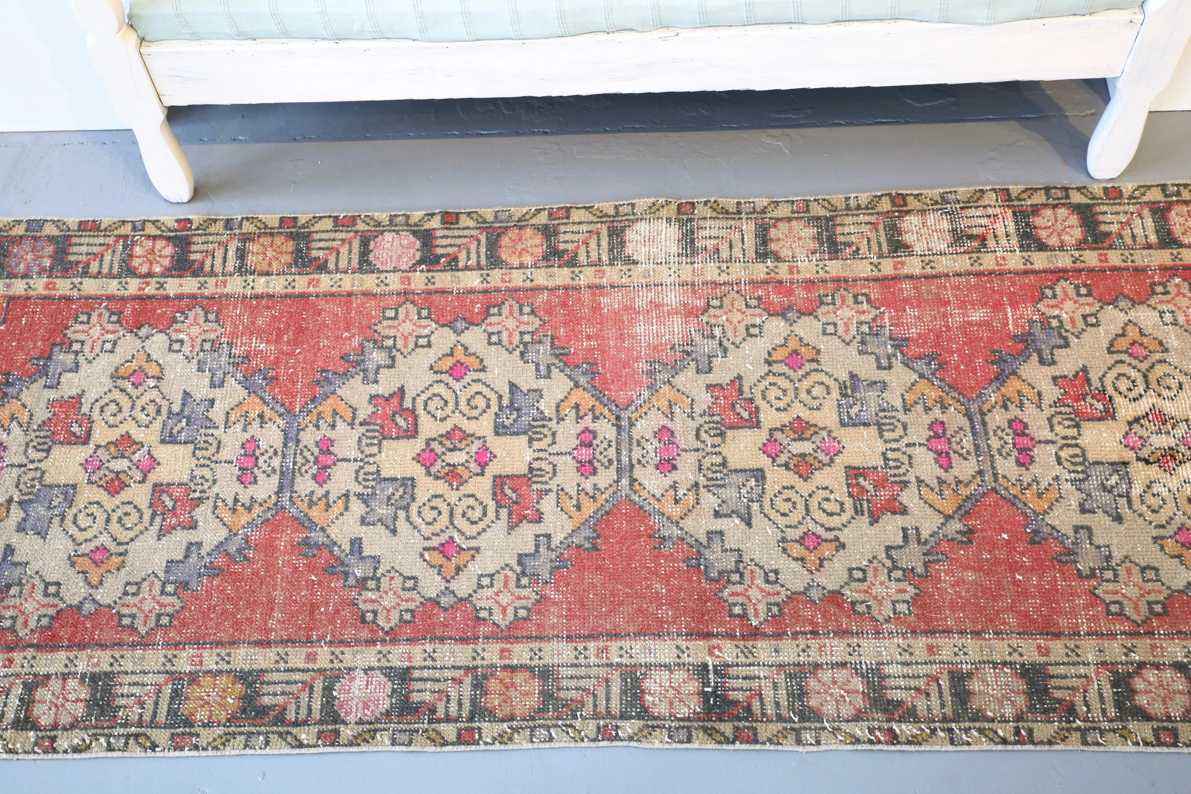 Vintage Anatolian Runner Rug 3ftx9.4ft