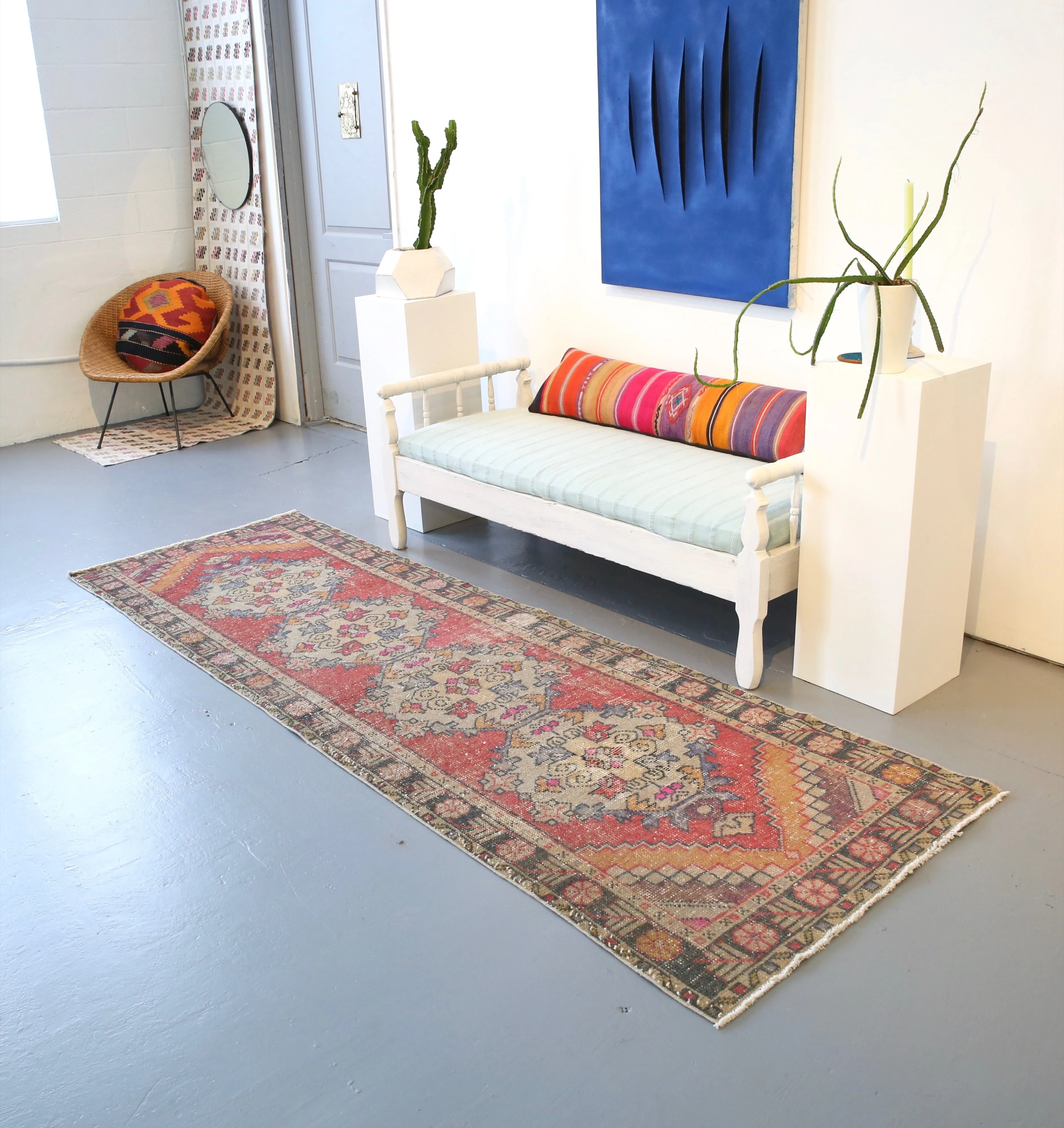 Vintage Anatolian Runner Rug 3ftx9.4ft
