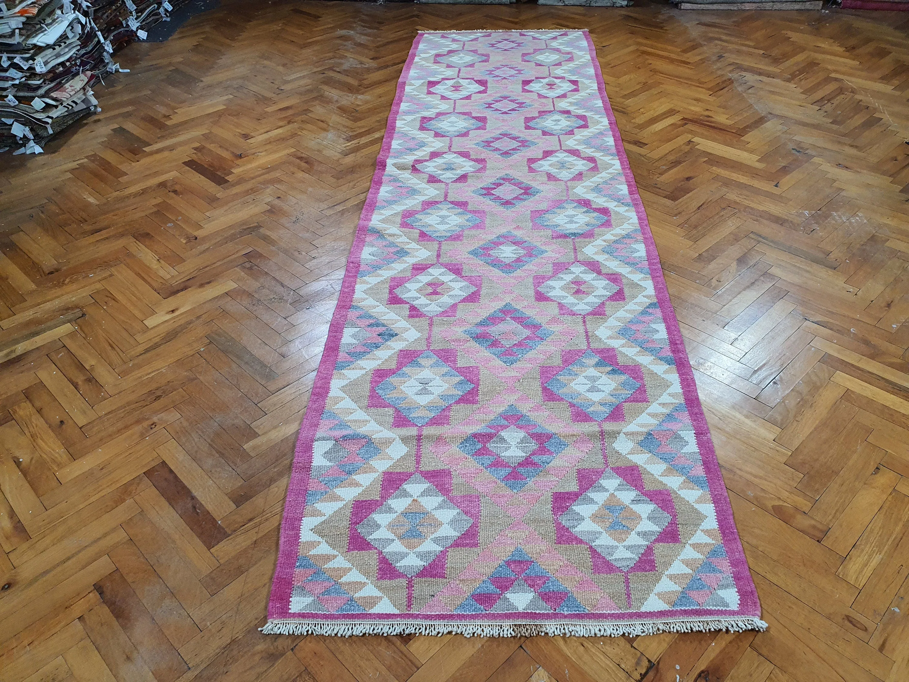 Vintage Kilim Runner Rug 12 x 3 ft