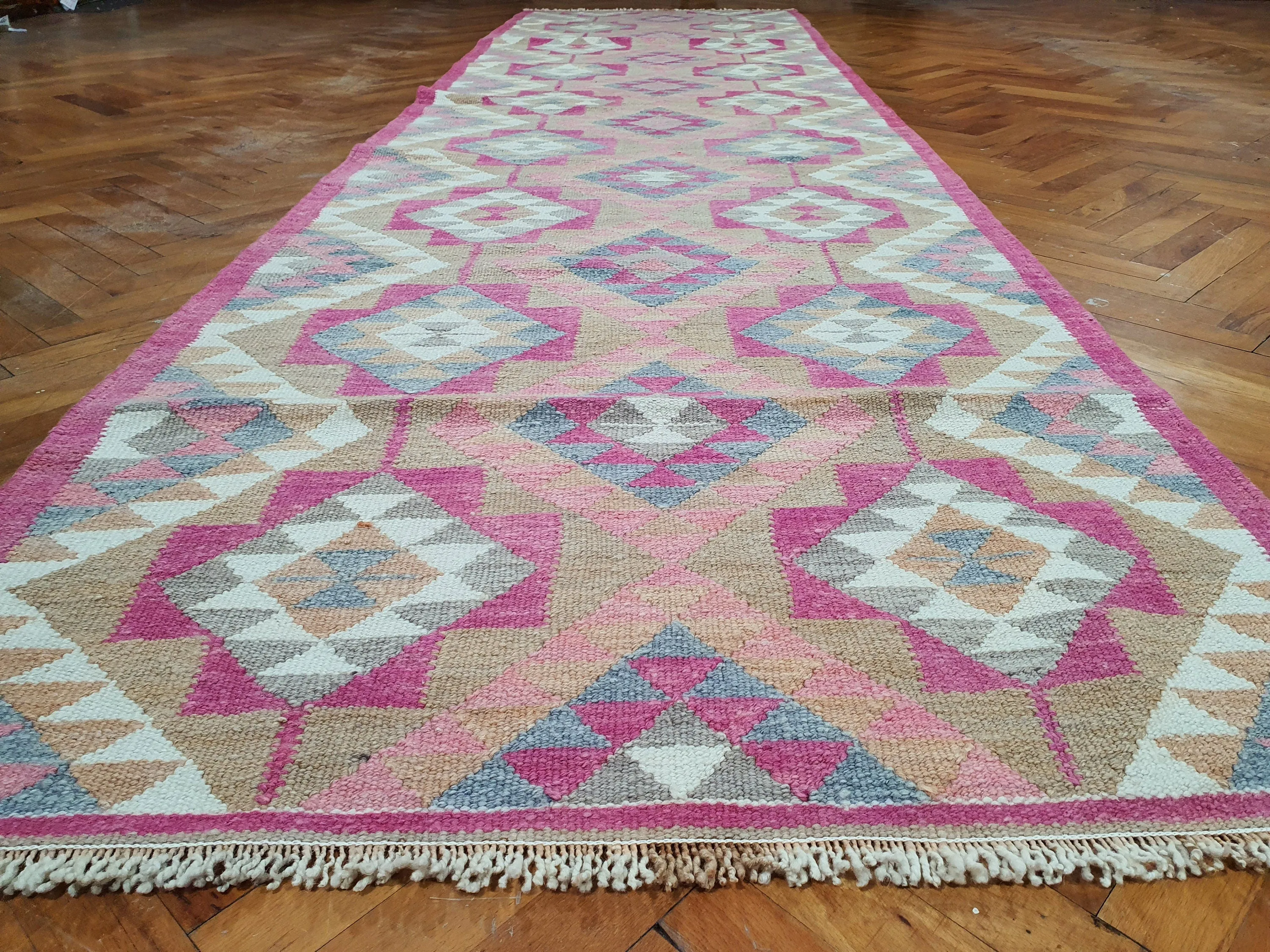 Vintage Kilim Runner Rug 12 x 3 ft