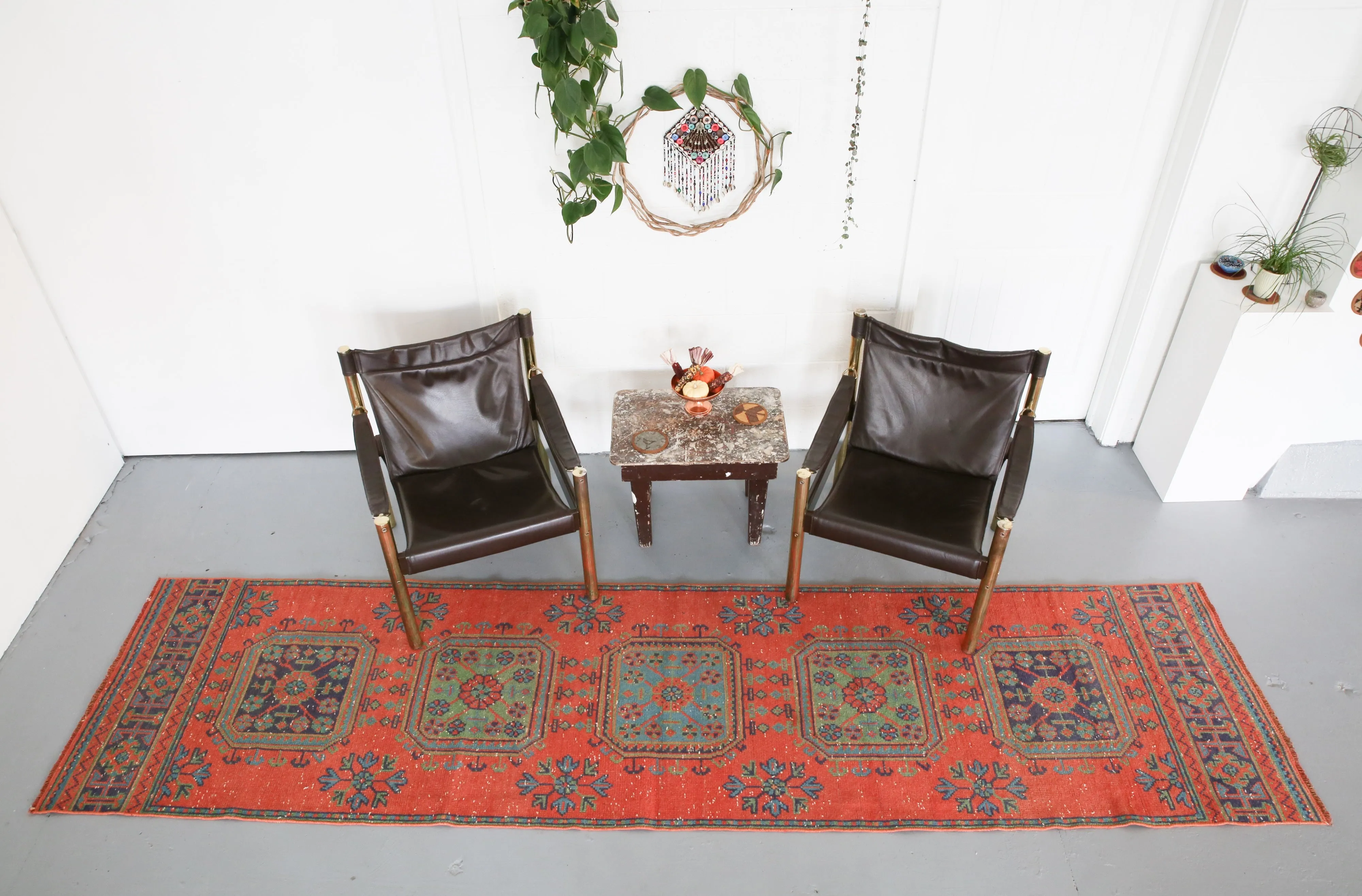 Vintage Konya Sille Runner Rug 2.10ftx11.9ft