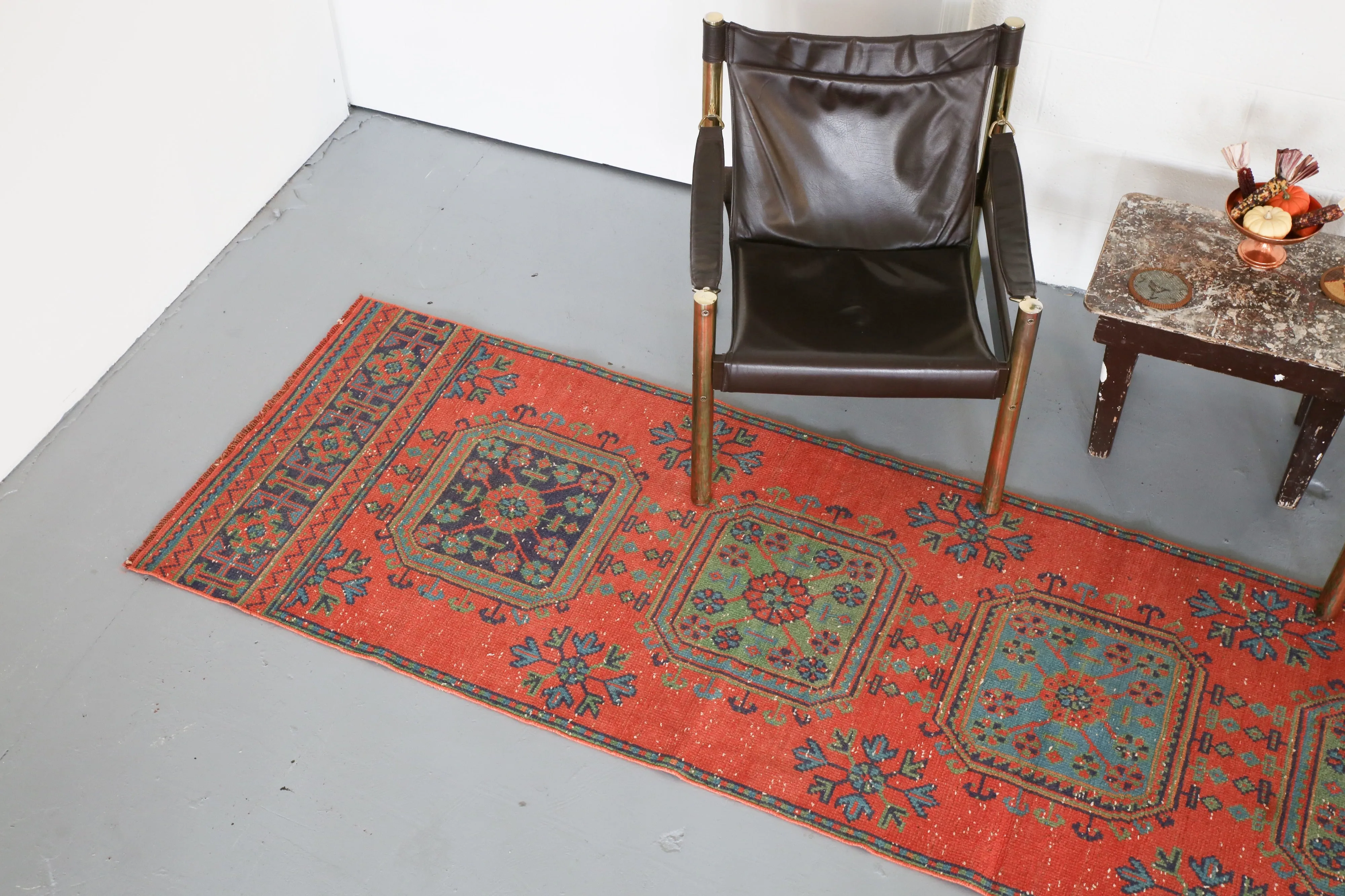 Vintage Konya Sille Runner Rug 2.10ftx11.9ft