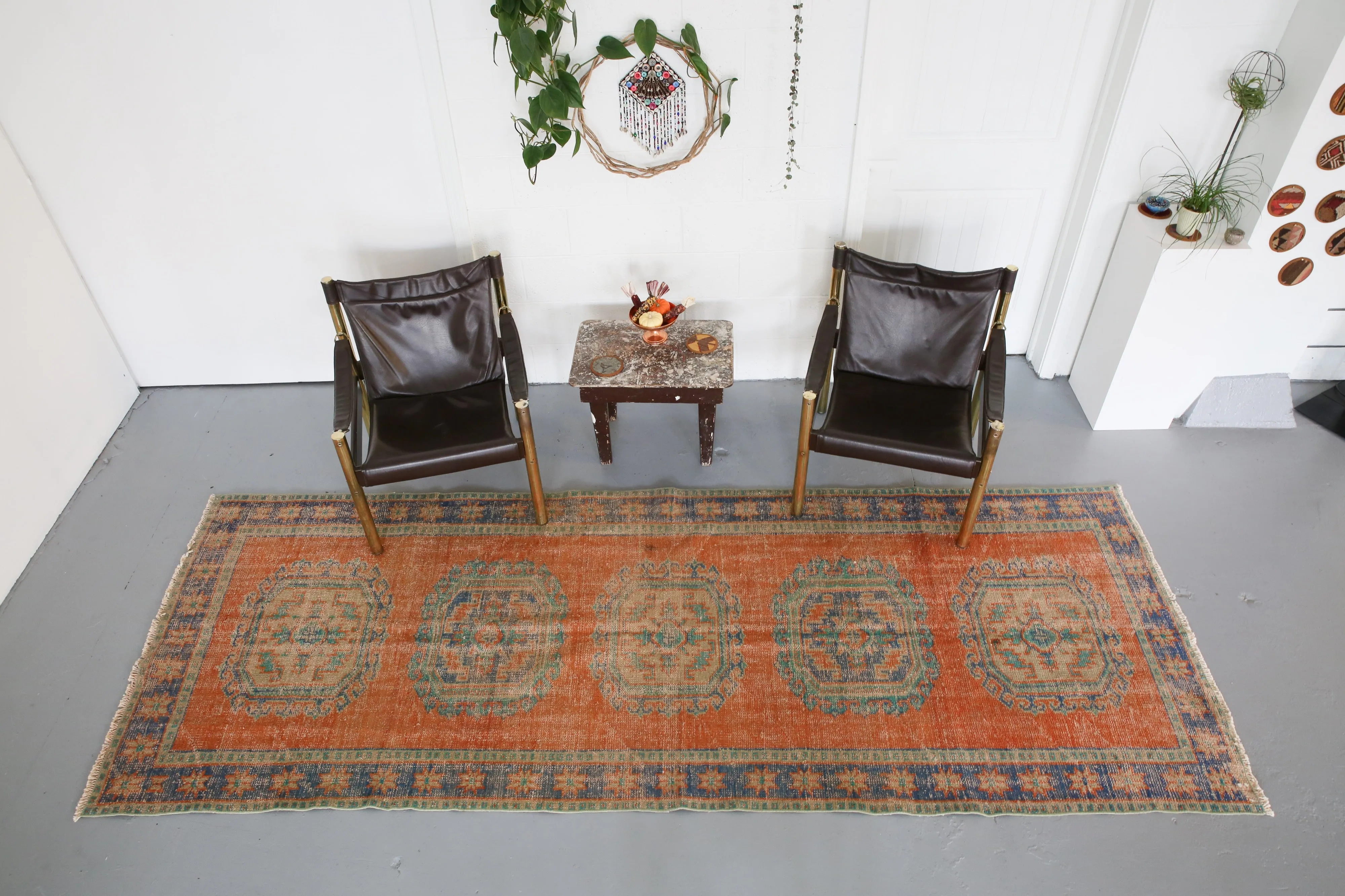 Vintage Konya Sille Turkish Runner Rug 4ftx11ft