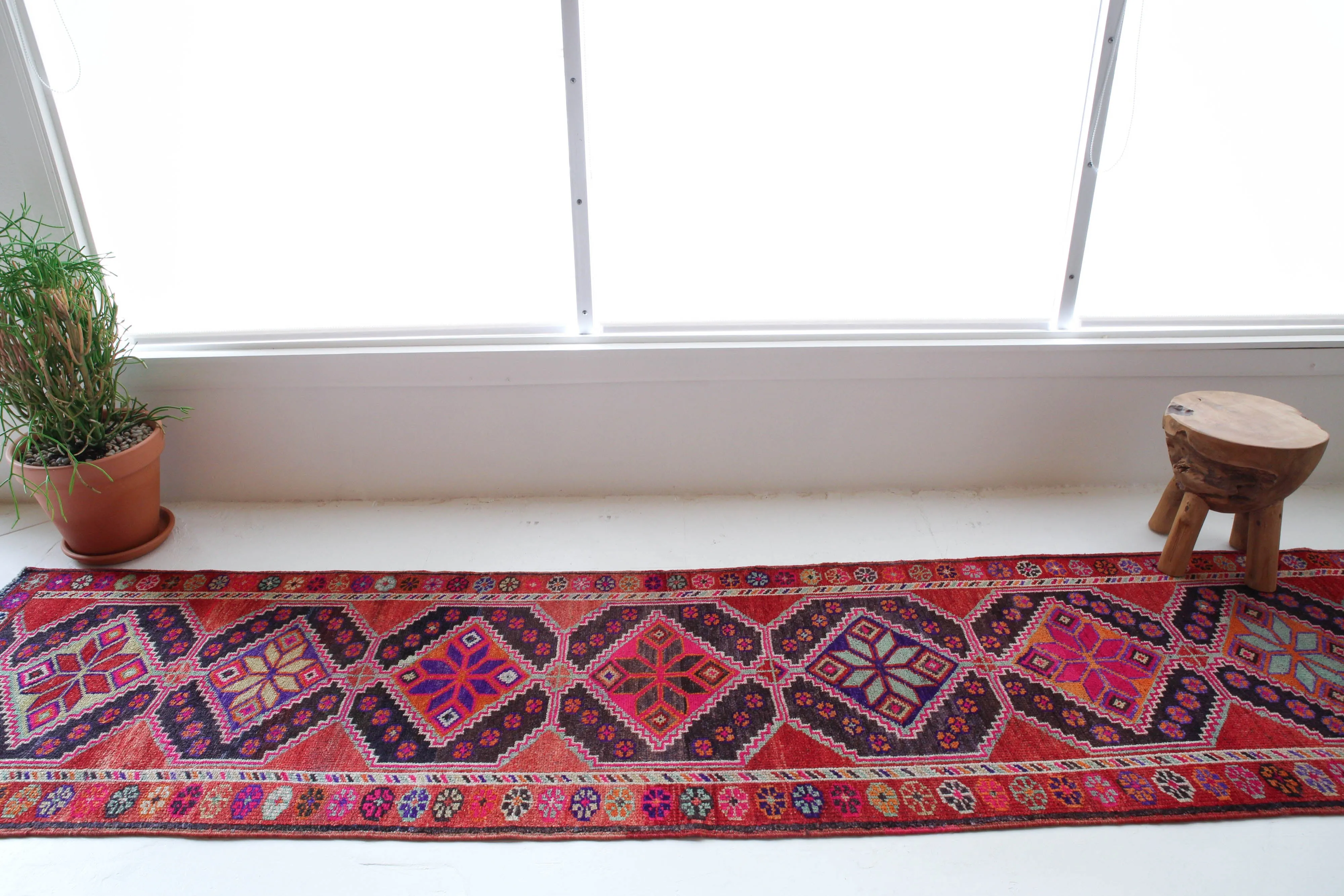 Vintage Kurdish Herki Runner Rug 2'10"x13'