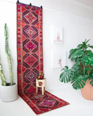 Vintage Kurdish Herki Runner Rug 2'10"x13'